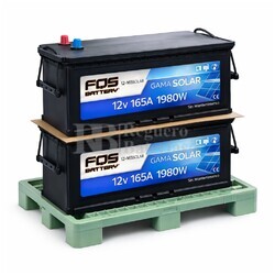 Pack 2 bater�as Solar 12 Voltios 165 Amperios | Sin mantenimiento FQS12-165